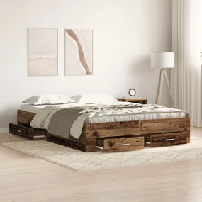 Estrutura de Cama com Gavetas Madeira Envelhecida