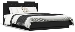 vidaXL Estrutura cama c/ cabeceira 120x200 cm derivados madeira preto