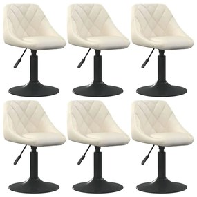 Cadeiras de jantar giratórias 6 pcs veludo cor creme