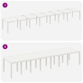 Conjunto de Jantar para Jardim 15 pcs Branco Grande Vime