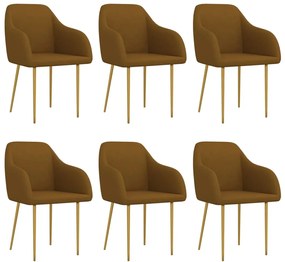 vidaXL Cadeiras de jantar 6 pcs veludo castanho