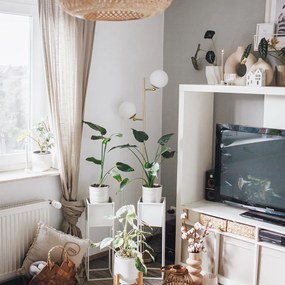 Candeeiro de pé inteligente dourado com vidro fosco incl. 2 Wifi P45 - Pallon