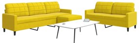 3 pcs conjunto de sofás com almofadões veludo amarelo