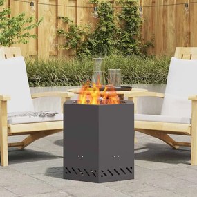 vidaXL Fogueira Sem Fumaça Hexagonal Preta 48x48x51 cm Aço
