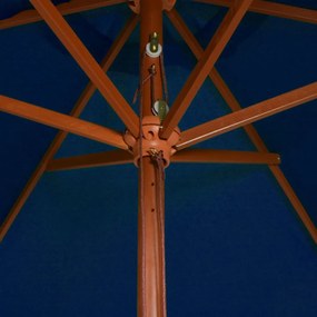 Guarda-sol de exterior c/ poste de madeira 200x300 cm azul