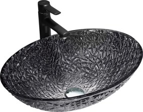 Mexen Goa lavatório de vidro de bancada 50 x 36 cm, preto - 24085070