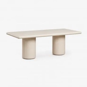 Mesa De Jardim Retangular 220x100 Cm Em Cimento Namara Tapioca Bege - Sklum