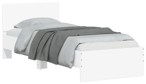 Estrutura de cama com cabeceira e luzes LED 75x190 cm branco