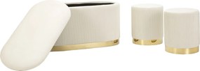 CONJUNTO DE 3 BANCOS SHOPY CREME 80X37X42-29X35 CM