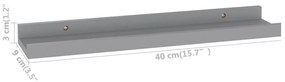 Prateleiras de parede 4 pcs 40x9x3 cm cinzento