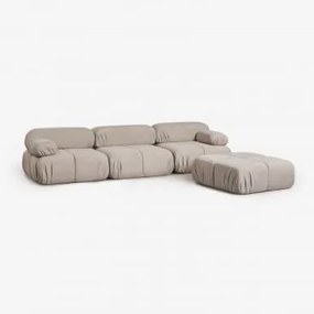 Sofá Modular De 3 Peças E Puff Em Bouclé Embalado A Vácuo Kendall Bouclé Castanho Chocolate - Sklum