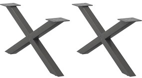 Pés para mesa de centro em formato de X, 2 peças, antracite, 70x(30-31