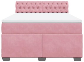 Cama com molas/colchão 140x200 cm veludo rosa