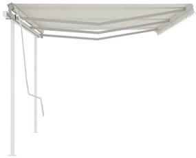Toldo retrátil manual com postes 6x3,5 m cor creme