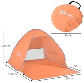 Tenda pop-up instantânea e portátil com janelas Tipo de refúgio para piquenique, praia e acampamento com proteção UV Laranja