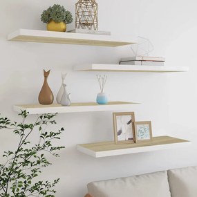 vidaXL Prateleiras parede 4 pcs 80x23,5x3,8 cm MDF carvalho e branco