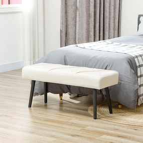 Banco de Pé de Cama Multifuncional e Moderno Banco de Dormitório com Pés de Aço e Assento Acolchoado 100x36x45 cm Creme