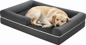 Cama ortopédica para animais de estimação 106,5 x 71,5 cm x 18,5 cm com capa removível, sofá para cães para a sala de estar, estofamento macio cinzent
