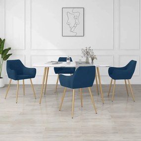vidaXL Cadeiras de jantar 4 pcs veludo azul