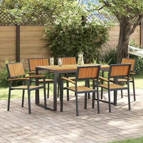 vidaXL Conjunto de Jantar de Jardim com 7 Peças em Madeira de Acácia e Metal