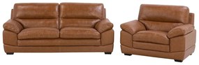 Conjunto de sofás com 4 lugares em pele castanha dourada HORTEN Beliani