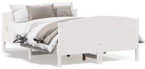 vidaXL Cama sem colchão 135x190 cm madeira de pinho maciça branco