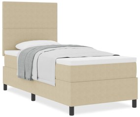 Cama Box Spring com Colchão Bege Claro 100x200 cm Tecido de Corduroy