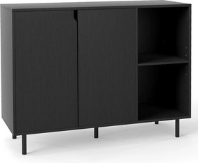 Aparador, Armário moderno para cozinha 106 x 38 x 80 cm com 2 portas e prateleira Preto