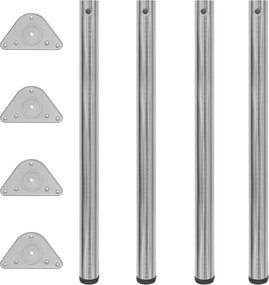 Pernas de mesa ajustáveis em altura, 4 pcs, 870 mm, níquel escovado