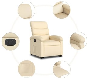 Poltrona reclinável elevatória elétrica tecido cor creme