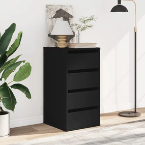 Cómoda com 4 Gavetas - 40x41x76 cm - derivados de madeira - preto