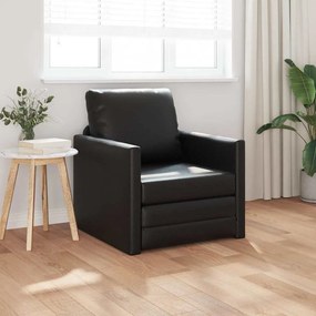 Sofá-Cama de Piso 2-em-1 Preto 74x77x81 cm Couro Sintético