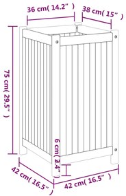 Vaso/floreira de jardim com forro 42x42x75 cm acácia maciça