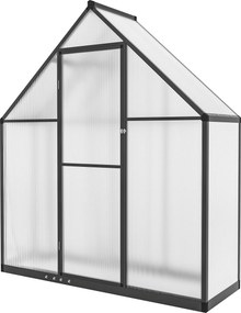 Estufa de jardim em alumínio e policarbonato 170 (L) x 58 (P) x 195 (A) cm, estufa com janela ajustável e porta de batente resistente às intempéries e