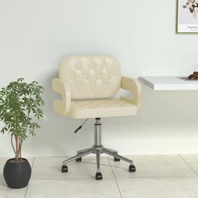 vidaXL Cadeira de jantar giratória couro artificial cor creme