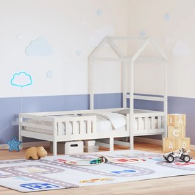 Estrutura de cama com telhado 75x190 cm pinho maciço branco