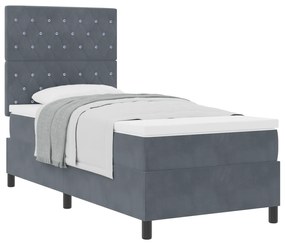 Cama Box Spring com Colchão VidaXL Cinza Escuro 100x200 cm Veludo