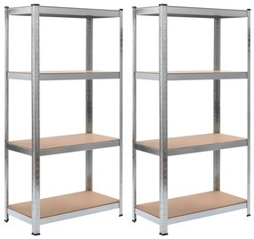 Prateleiras de Arrumação 2 Un. Prateado 80x40x160 cm Aço e Mdf