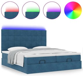Estrutura cama otomana colchões 180x200 cm veludo azul escuro