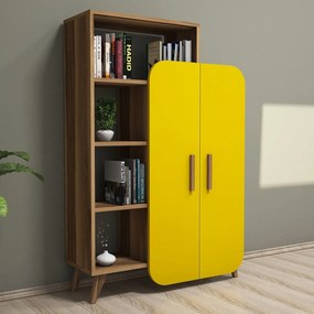 Estante Form – Nogueira e Amarelo – 90x132x32 cm