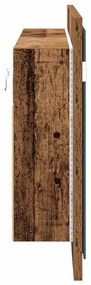 Armário de Espelho LED Madeira Velha 100x12x45 cm