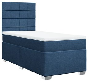 Cama com molas/colchão 90x200 cm tecido azul