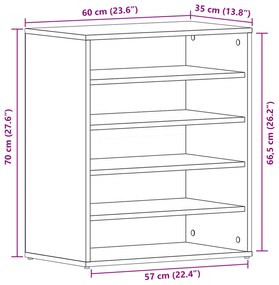 Armário para Sapatos vidaXL Preto Carvalho 60x35x70 cm em Madeira Deri