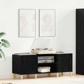 vidaXL Armário para discos de vinil Carvalho Preto 121 x 38 x 48 cm