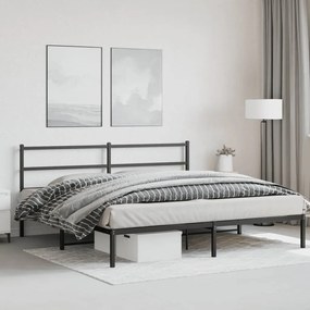 Estrutura de cama com cabeceira 193x203 cm metal preto