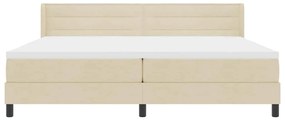 Cama Box Spring com Colchão Creme, 200 x 200 cm - Tecido