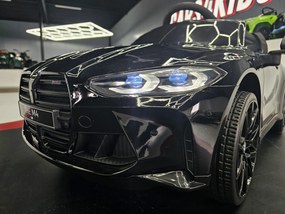 Carro elétrico infantil BMW M4 12V Com Rodas EVA e Assento em couro Preto metálico