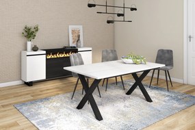 Mesa de sala de jantar | 8 pessoas | 170 | Robusto e estável graças à sua estrutura e pernas sólidas | Ideal para reuniões familiares | Branco | Estil