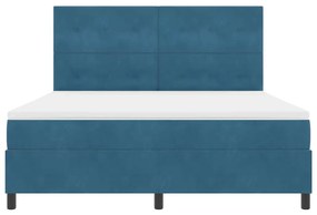 Cama Box Spring vidaXL com Colchão e LED Azul Escuro 180x200 cm Veludo