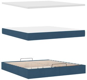 Estrutura de cama otomana com colchão 160x200 cm tecido azul